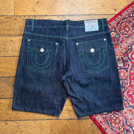 Vintage True Religion Navy Blue Embroidered Y2K Shorts Jorts - 40
