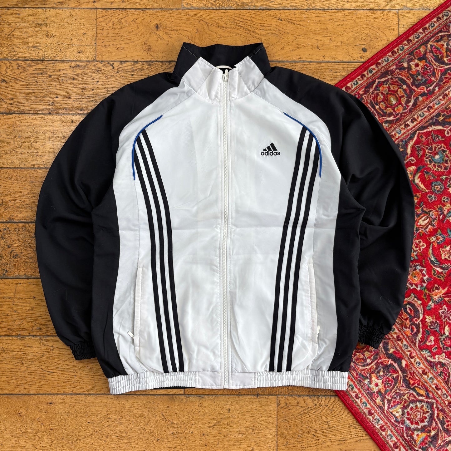 Vintage Adidas Black White Tracksuit Track Shell Windbreaker Jacket - L