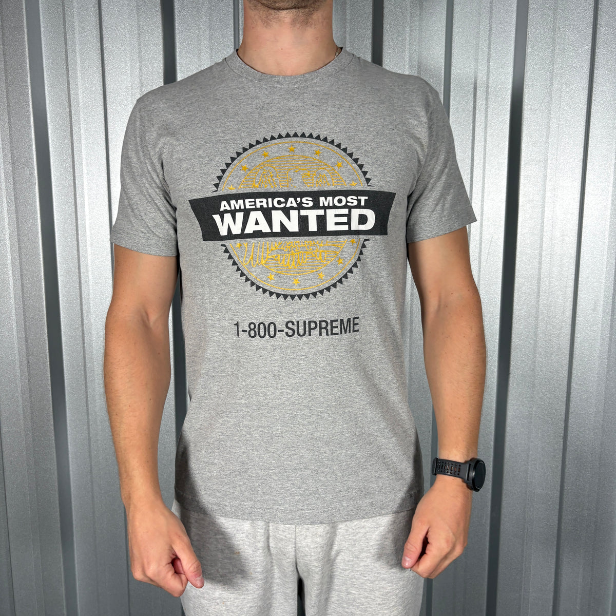 Supreme Most Wanted Grey Graphic T Shirt - XS
