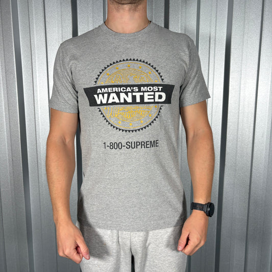 Supreme Most Wanted Grey Graphic T Shirt - XS