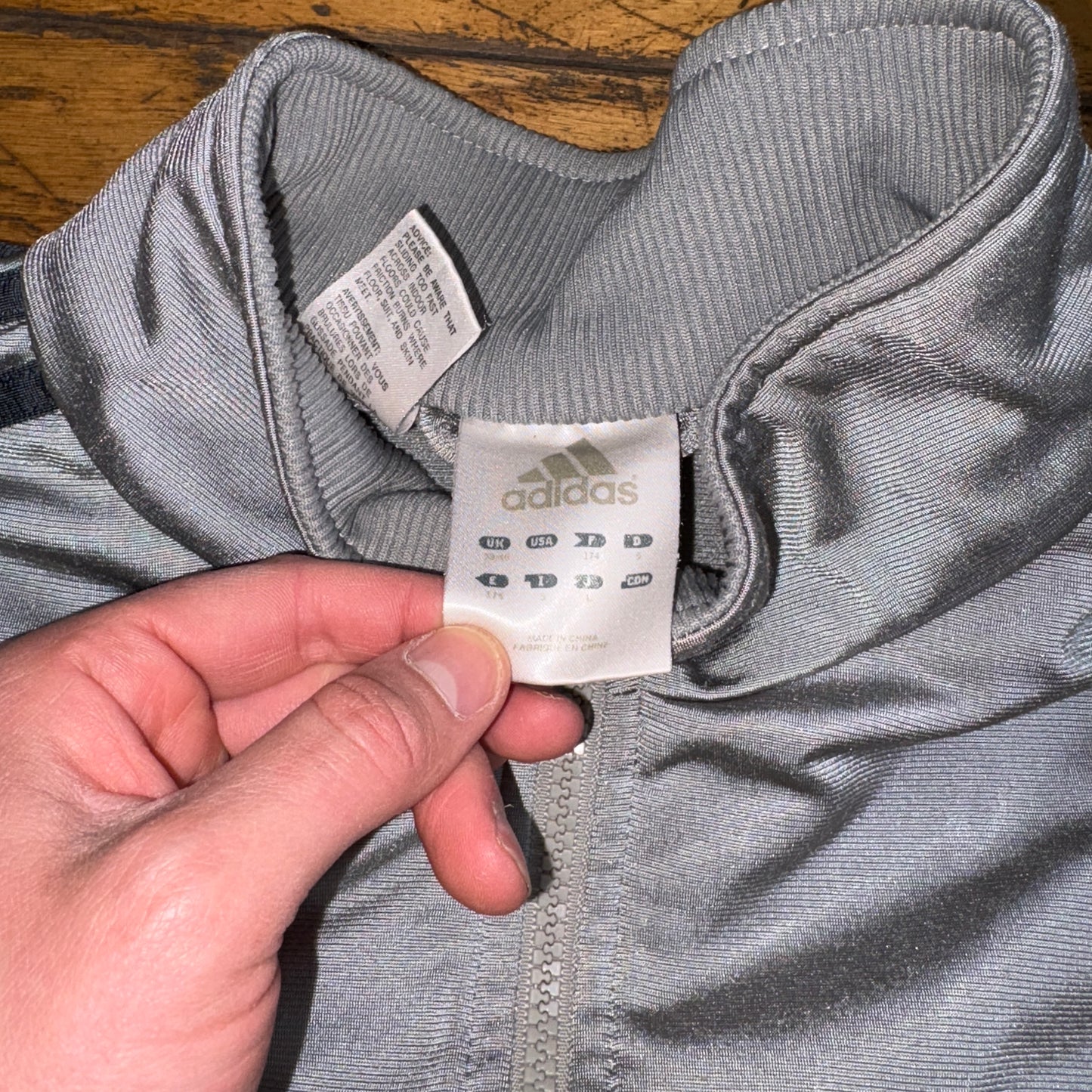 Vintage Adidas Grey Silver Tracksuit Track Jacket - L