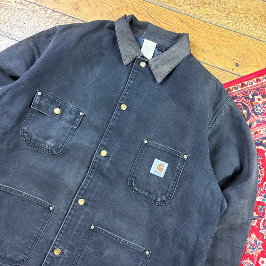 Vintage 1998 Carhartt Black Michigan Chore Workwear Jacket - XL