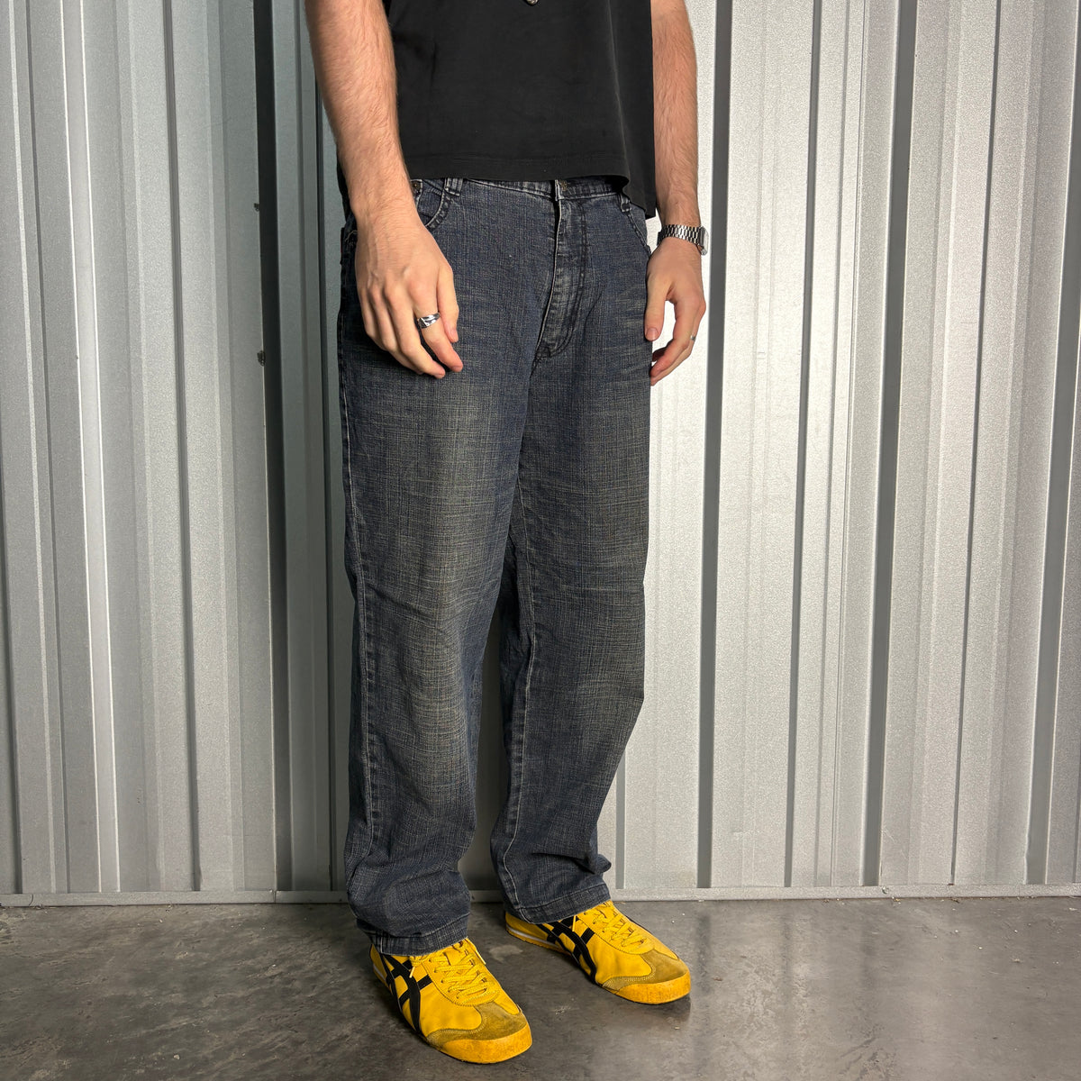Embroidered Blue Japanese Denim Hip Hop Y2K Baggy Jeans - 38S