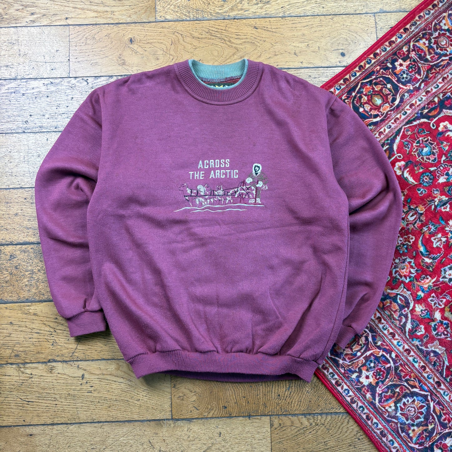 Vintage 90s Arctic Burgundy Embroidered Sweatshirt - L