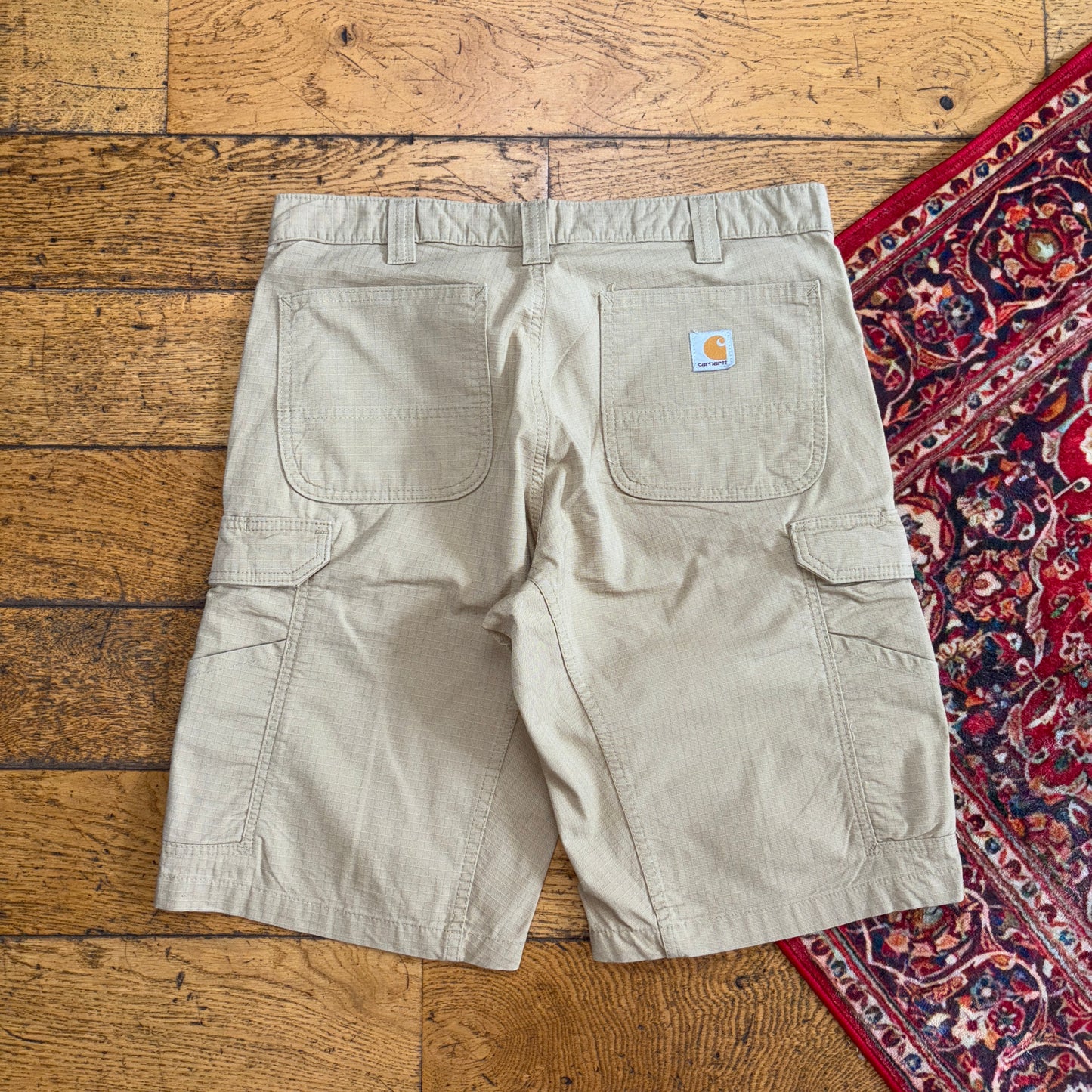 Vintage Carhartt Cream Workwear Baggy Cargo Carpenter Shorts - 34