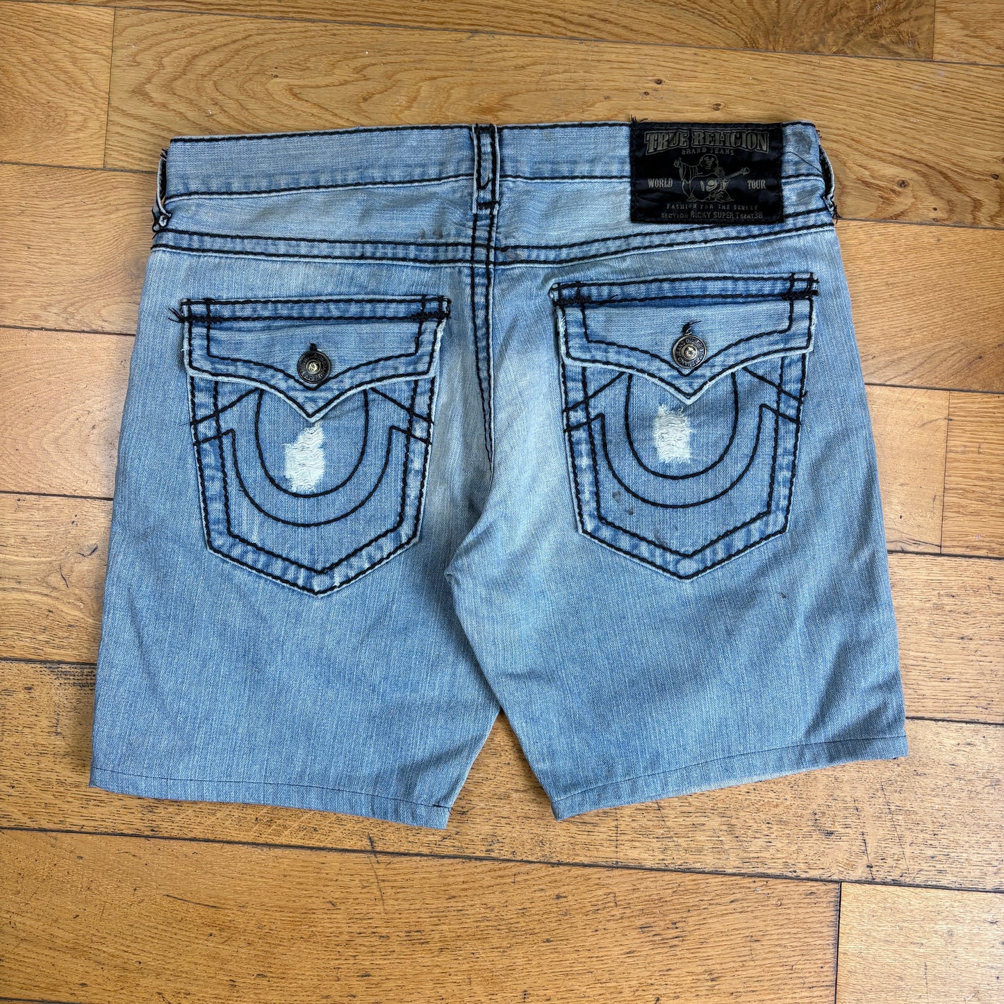 Vintage True Religion Blue Embroidered Y2K Shorts Jorts - 40