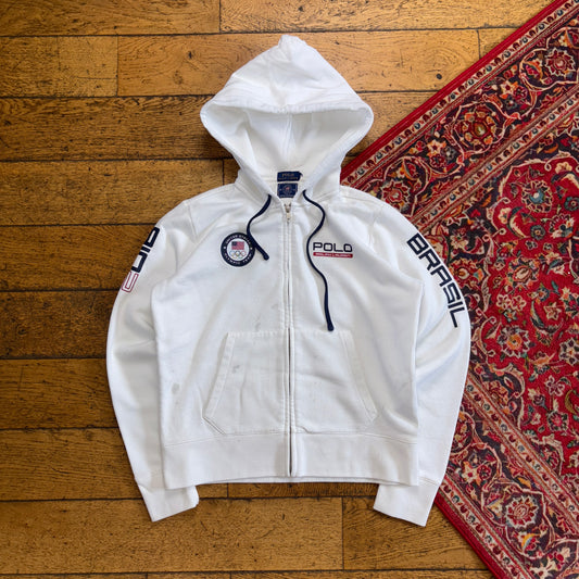 Vintage Ralph Lauren Rio 2016 USA Olympic White Hoodie Embroidered Sweatshirt -M