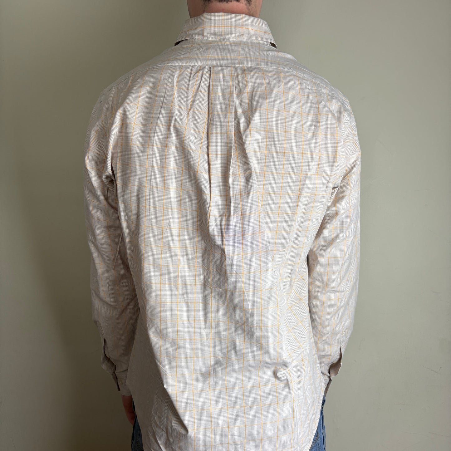 Vintage Ralph Lauren Cream Check Plaid Embroidered Shirt - L