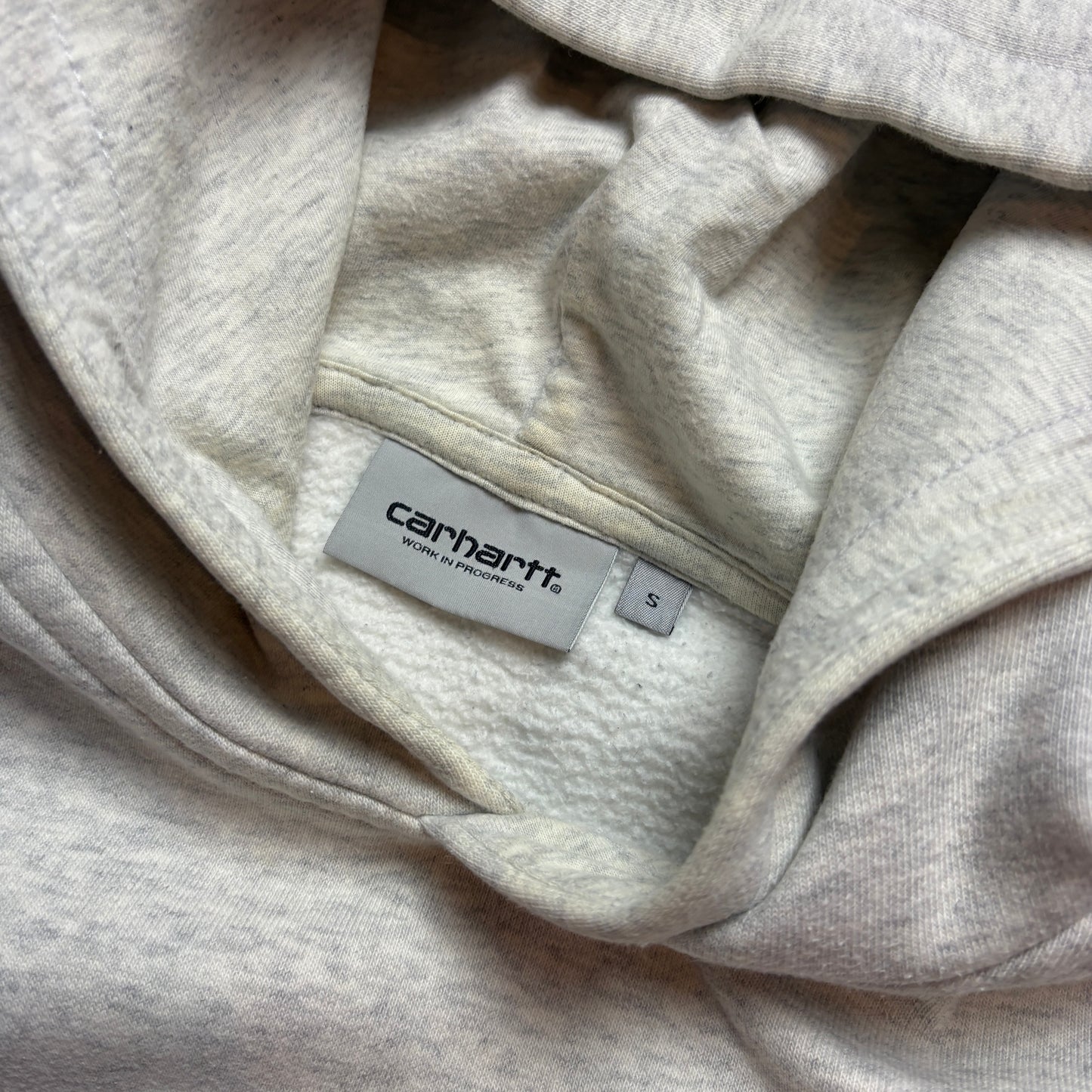 Vintage Carhartt Grey Spellout Hoodie Sweatshirt - S