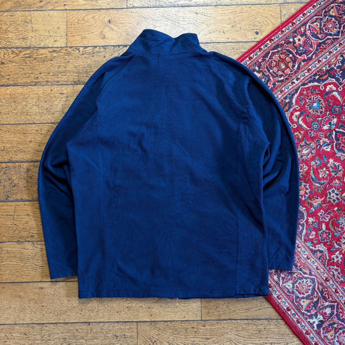 Vintage Reebok Navy Fleece Double Zip Embroidered Sweatshirt - XL
