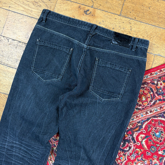 Vintage Southpole Black Embroidered Y2K Hip Hop Baggy Jeans - 40