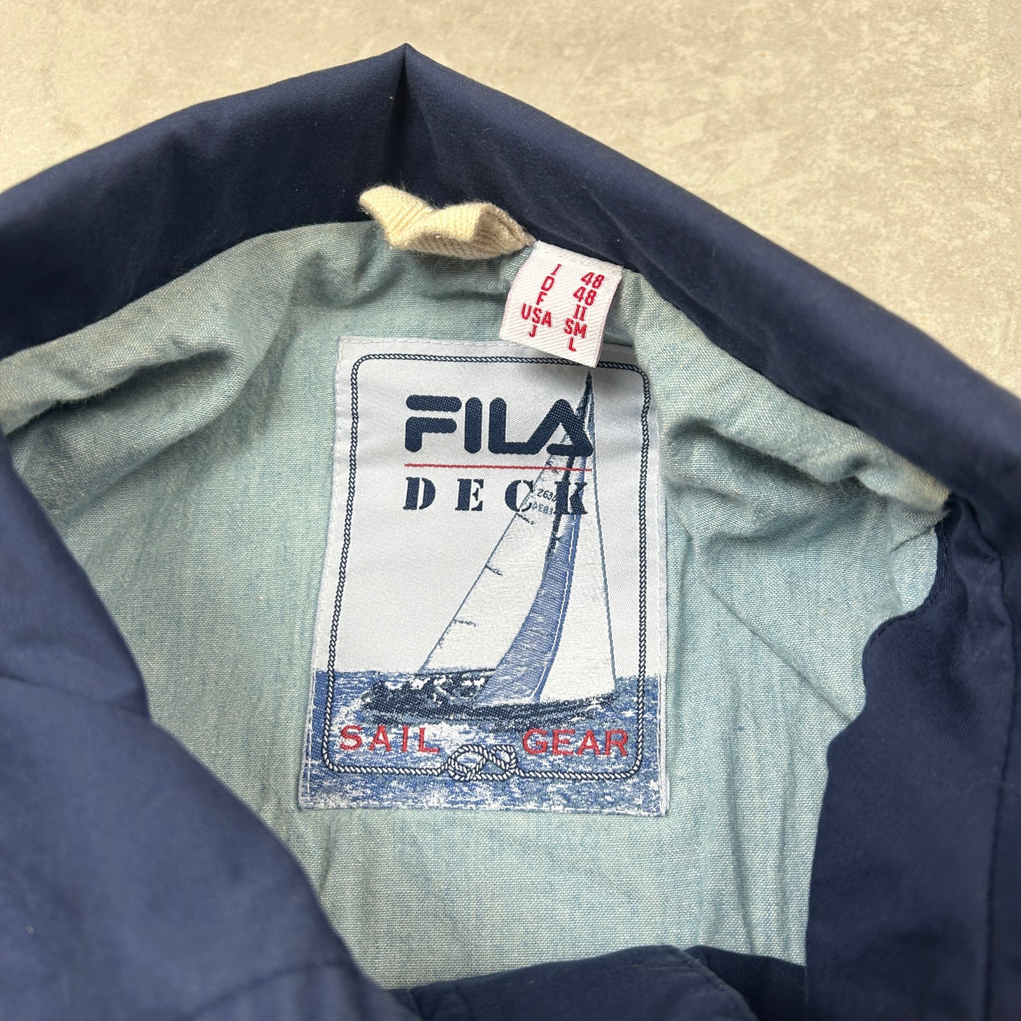Vintage Fila Deck Gear Sailing Harrington Chore Navy Lightweight Jacket - L