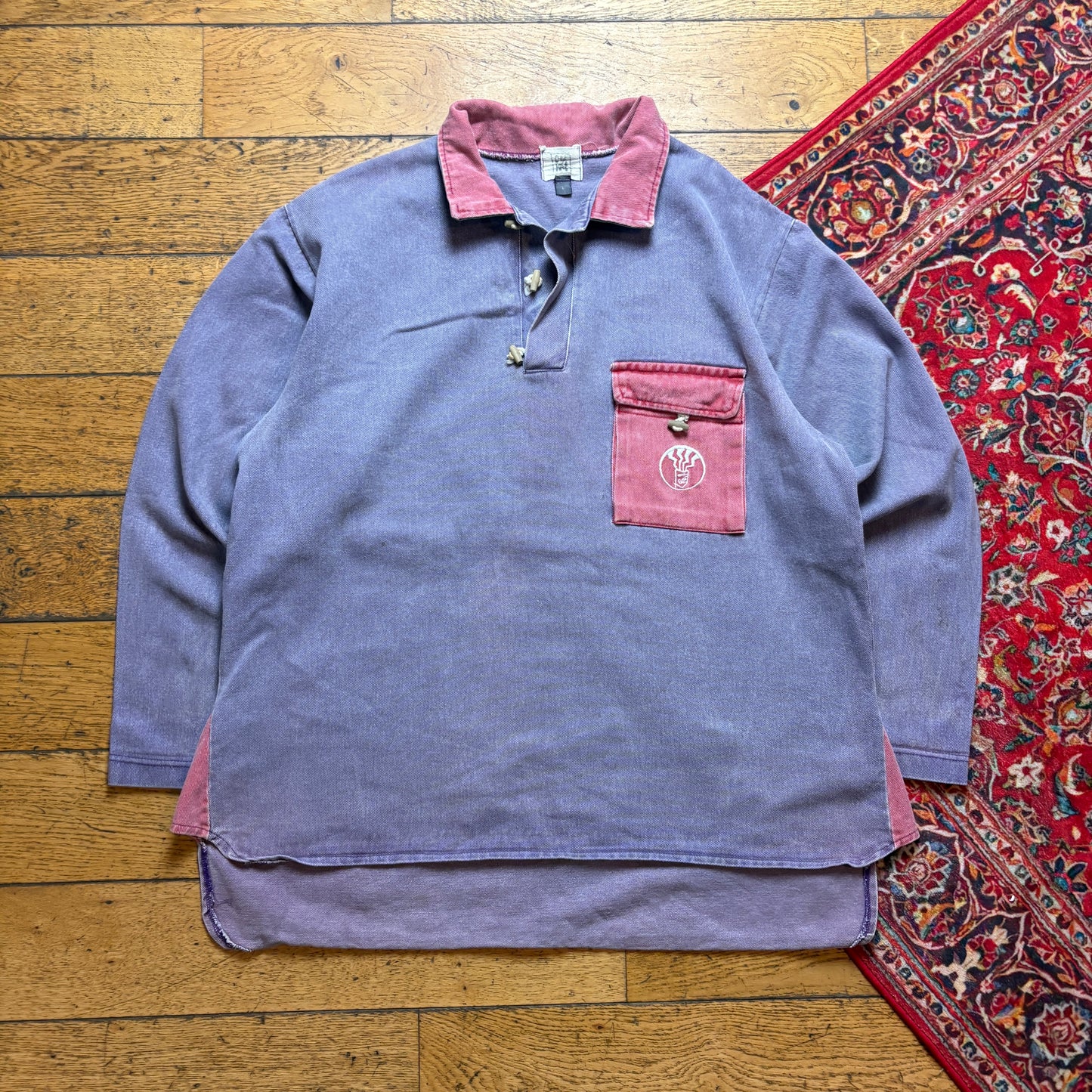Vintage 90s Fat Face Purple Surfwear Rugby Shirt - XL