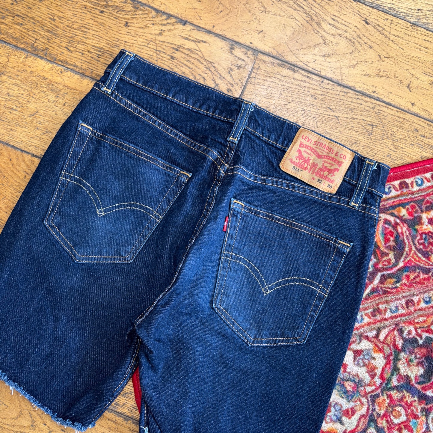 Vintage Levis 511 Slim Dark Blue Denim Shorts - 31