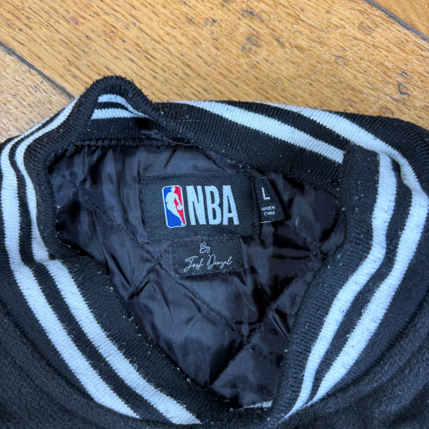 Vintage NBA Brooklyn Nets Leather Varsity Black Jacket - L