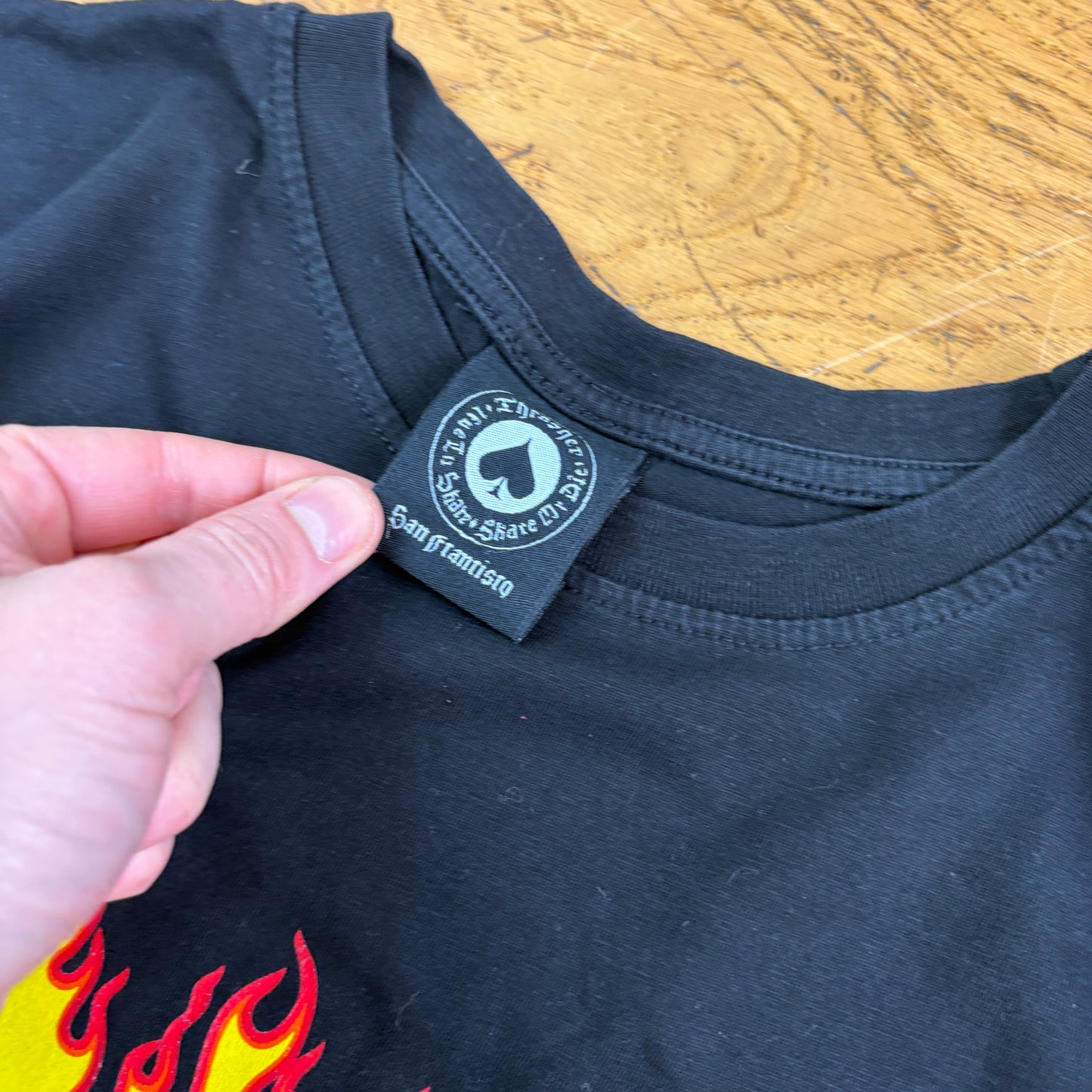 Vintage Thrasher Black Flames Skate Graphic T-Shirt - S