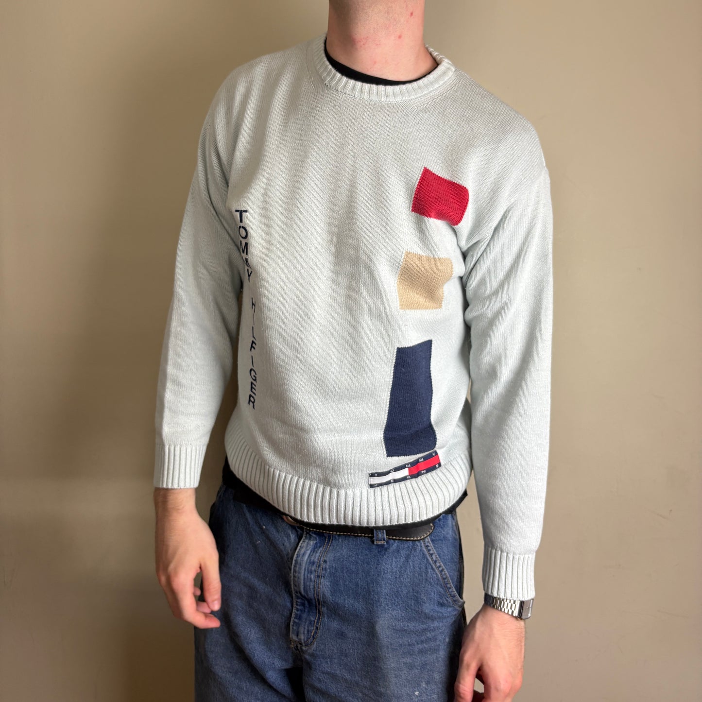 Vintage Tommy Hilfiger Blue Knit Jumper - S