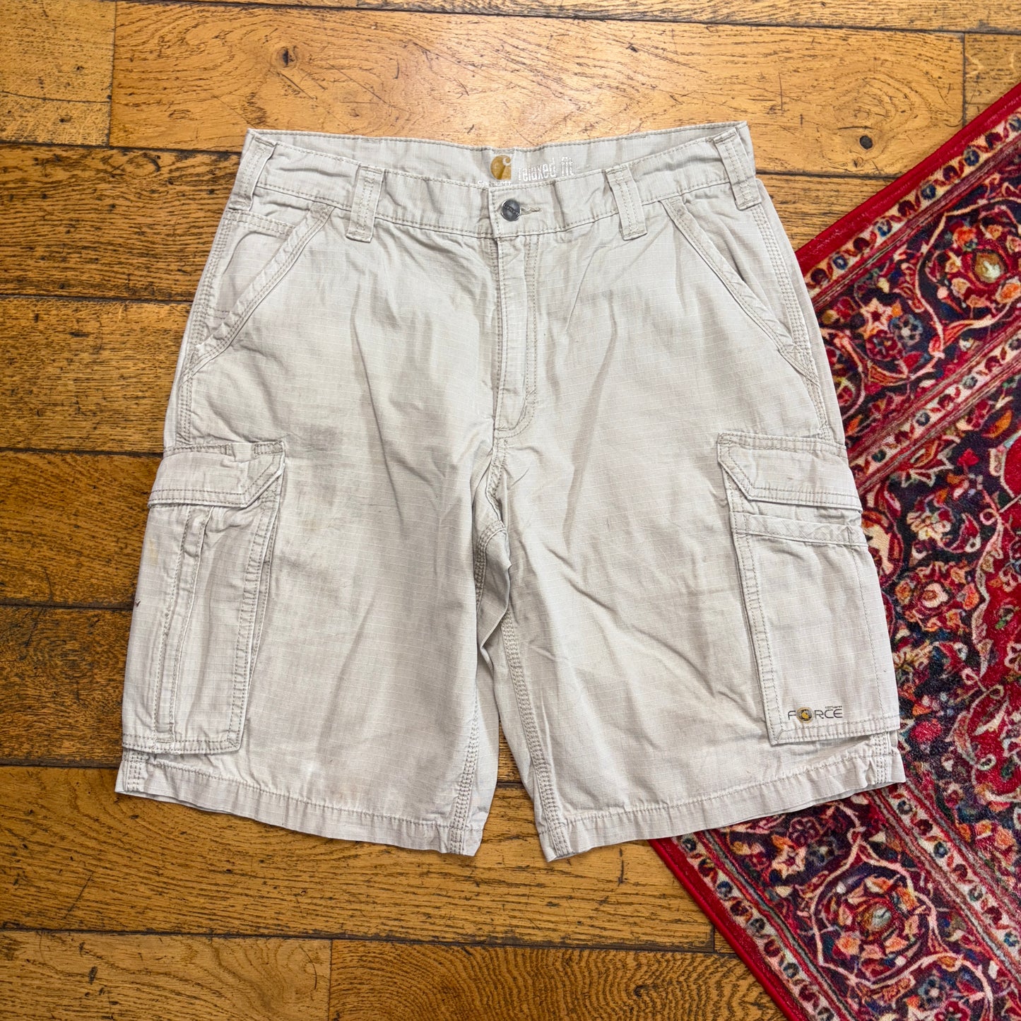 Vintage Carhartt Cream Workwear Baggy Carpenter Shorts - 33