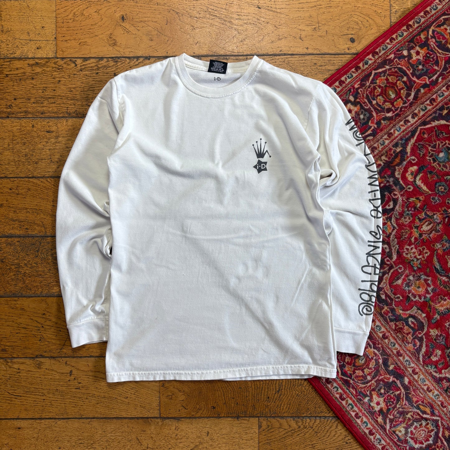 Vintage Stussy White Long Sleeve Graphic T-Shirt - XS