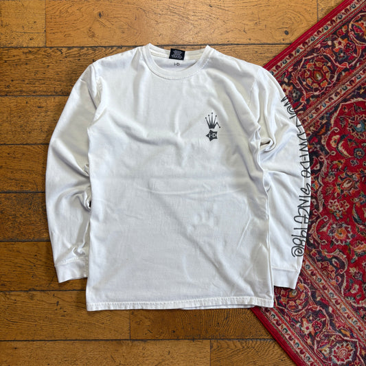 Vintage Stussy White Long Sleeve Graphic T-Shirt - XS