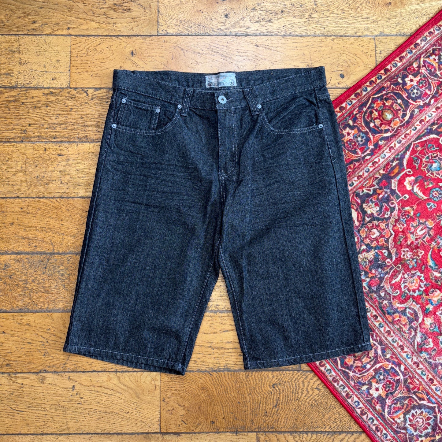 Vintage Ecko Unltd Embroidered Hip Hop Black Baggy Shorts Jorts - 36