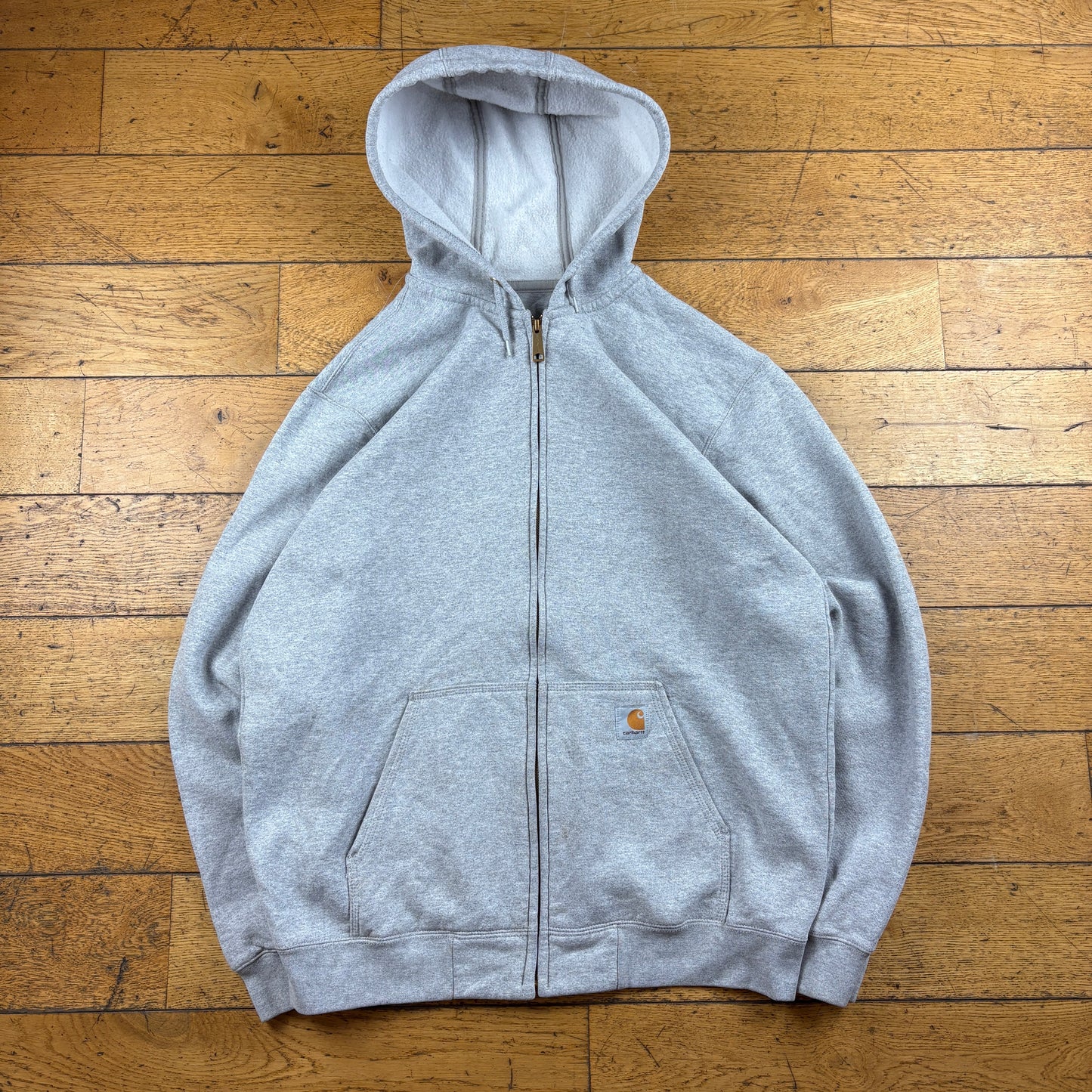 Vintage Carhartt Grey Zip Hoodie Sweatshirt - L