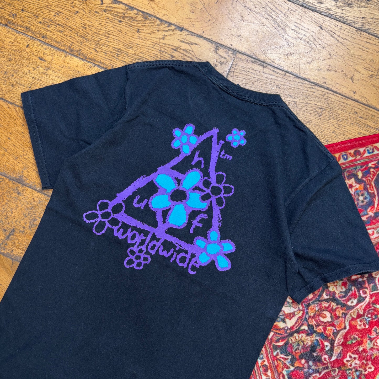 Vintage Huf Black Skate Graphic T-Shirt - XS