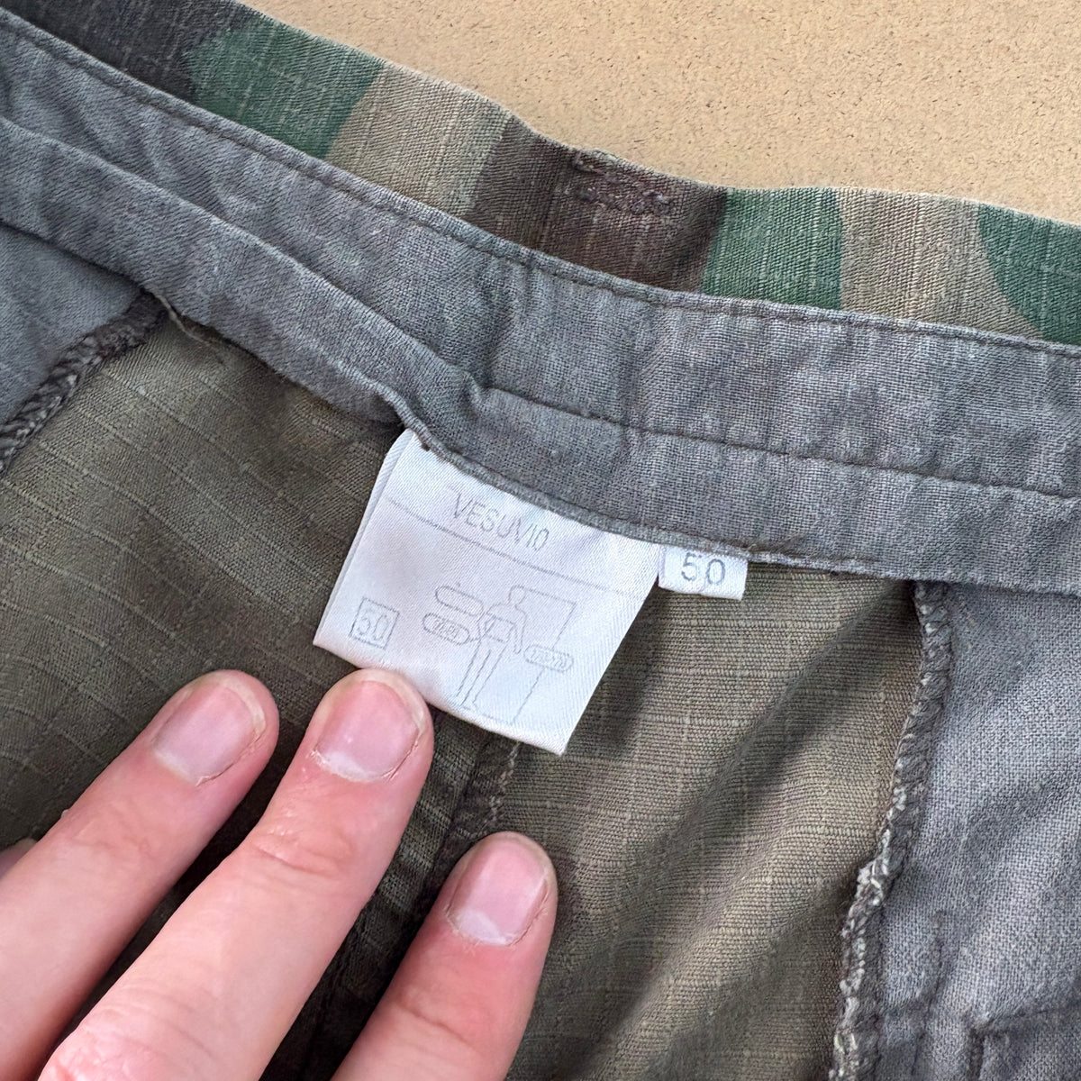 Vintage Camo Green Balloon Fatigue Y2K Baggy Trousers - 32S