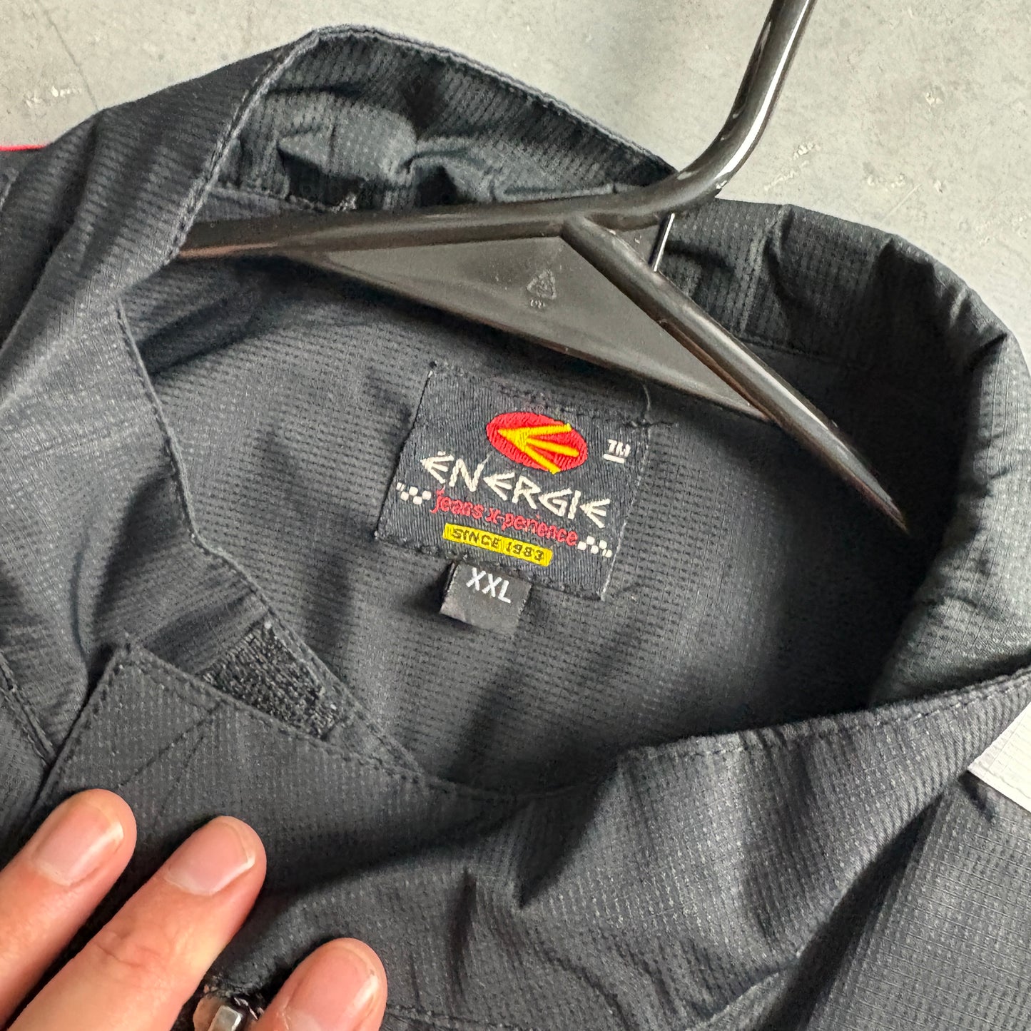 Vintage Energie 90s Skate Black Zip Embroidered Streetwear Jacket - 2XL