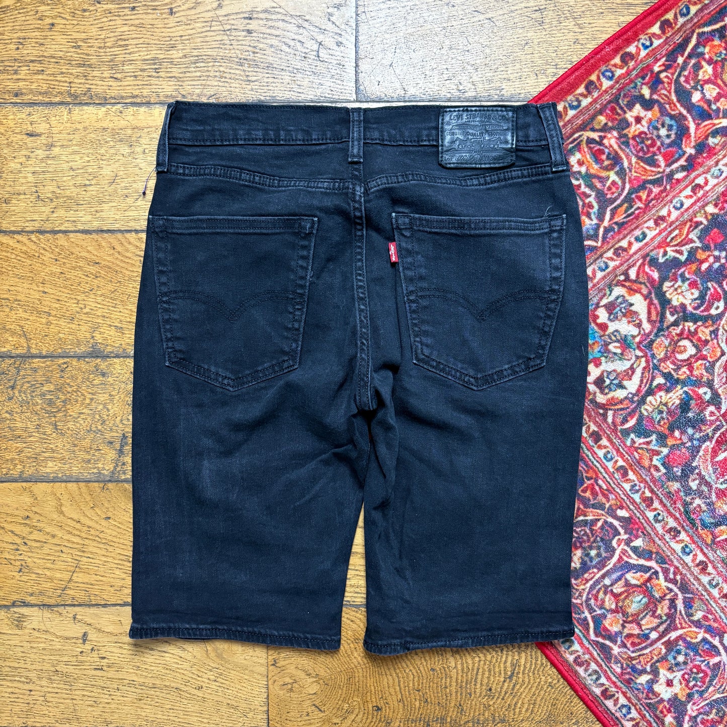 Vintage Levis 502 Black Slim Denim Shorts - 30