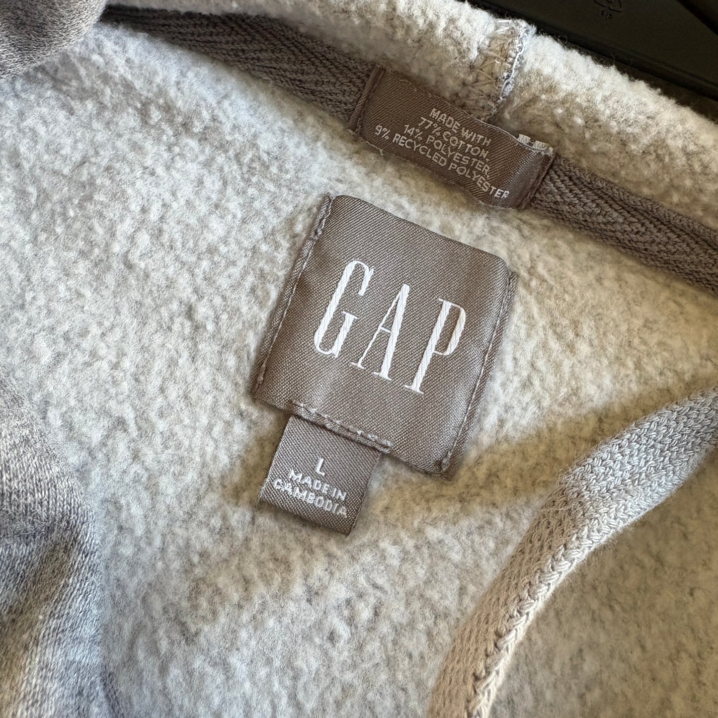 Vintage Gap Grey Spellout Embroidered Hoodie Sweatshirt - L