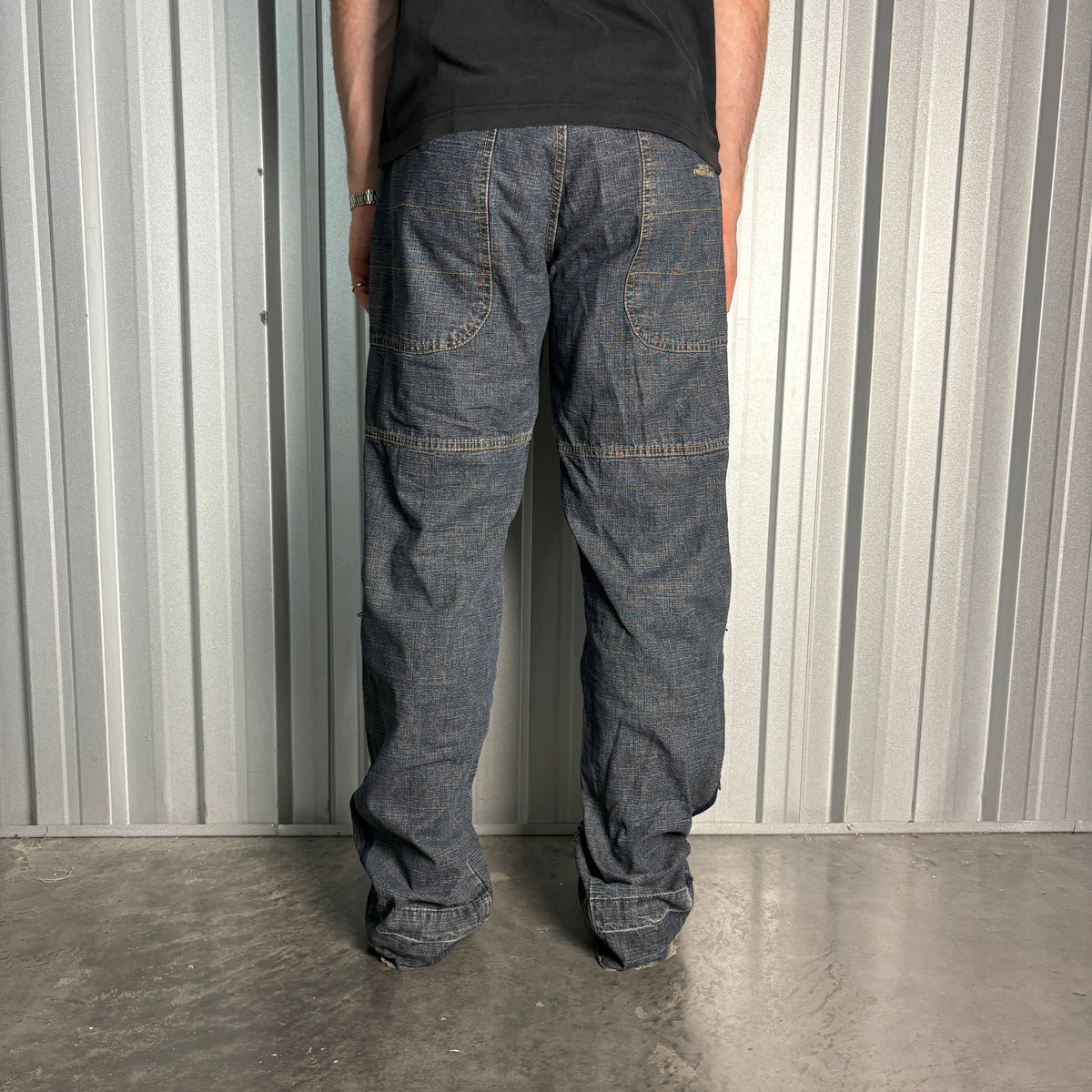 Embroidered Blue Japanese Denim Hip Hop Y2K Baggy Jeans - 38L