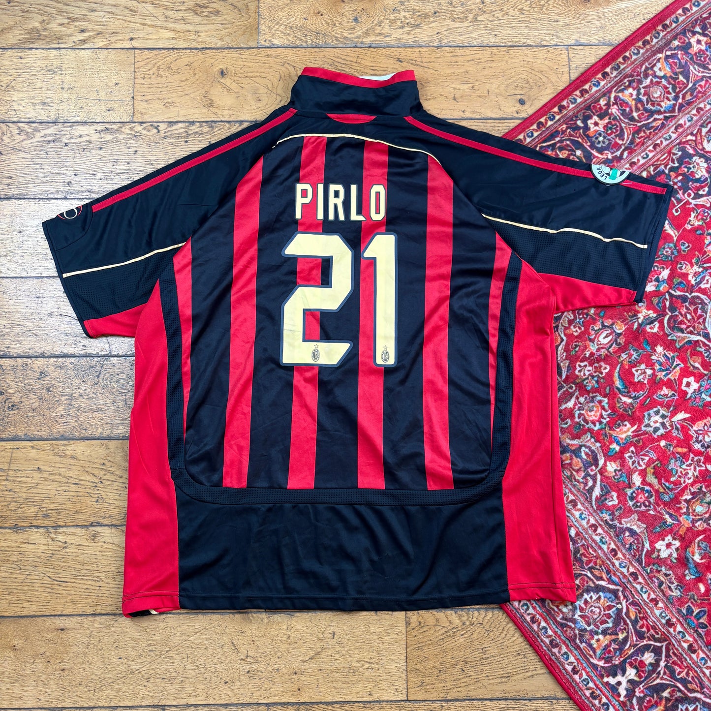 Vintage AC Milan Pirlo Red Black Football Kit Shirt - XL