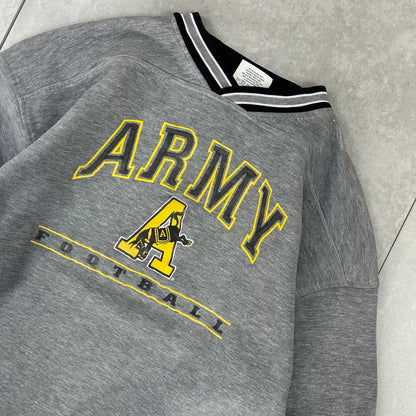 Vintage Lee Army Embroidered USA Grey College Sweatshirt - XL