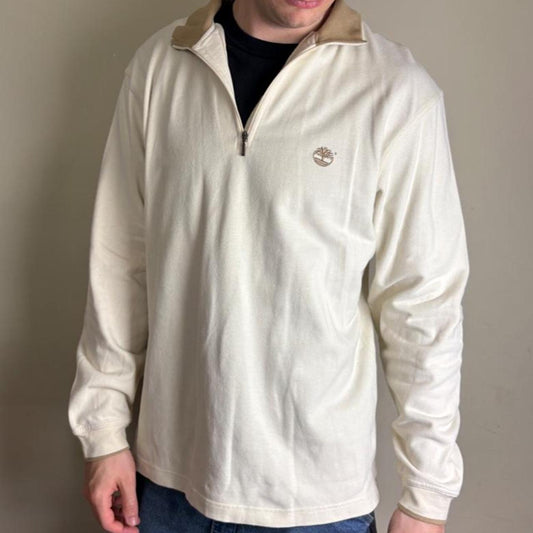 Vintage Timberland Cream Quarter Zip Sweatshirt - L