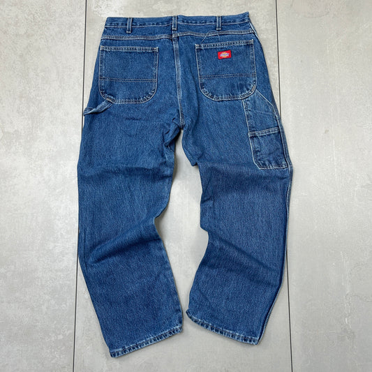 Vintage Dickies Workwear Carpenter Baggy Blue Jeans - 36