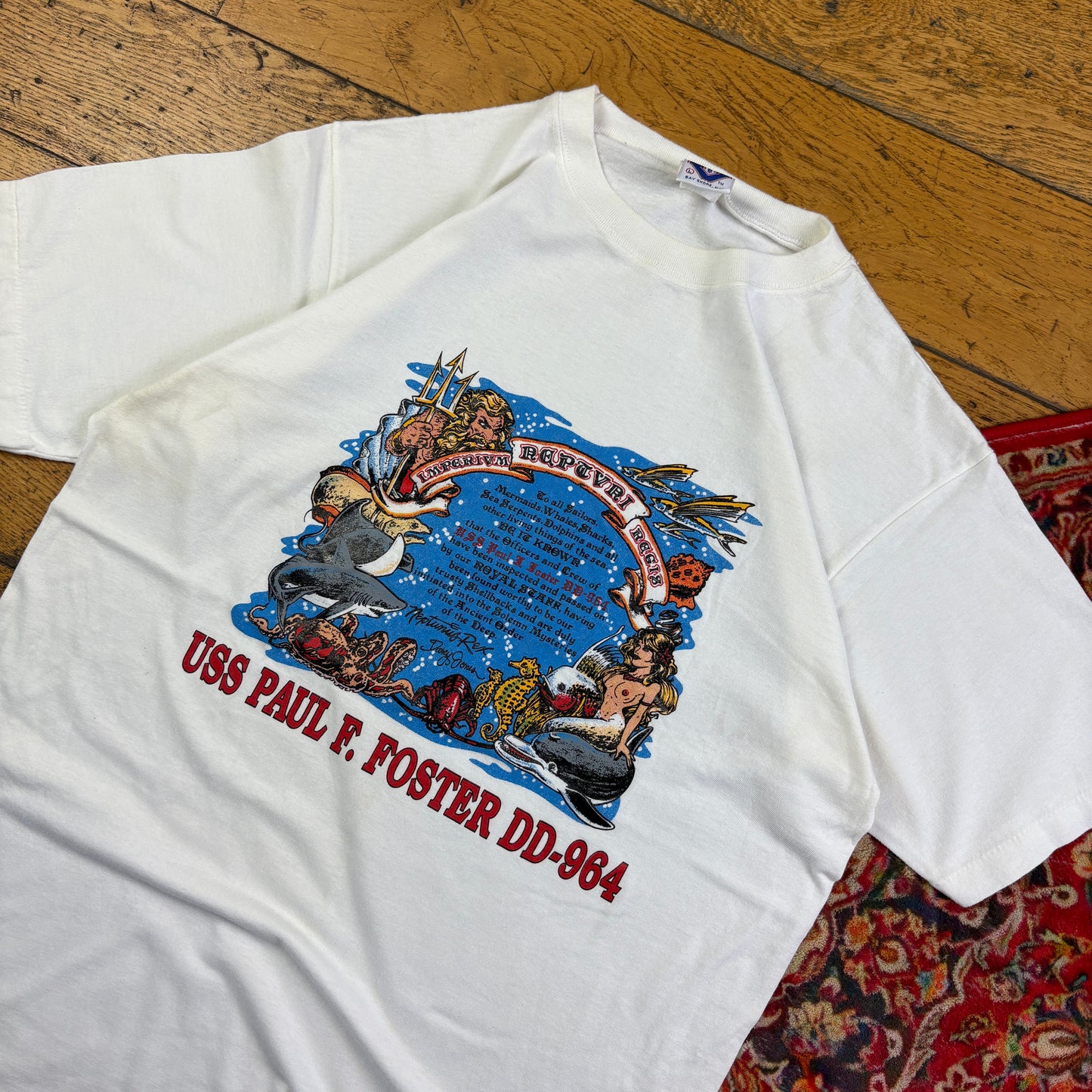 Vintage 90s Funny White Single Stitch Graphic T-Shirt - S