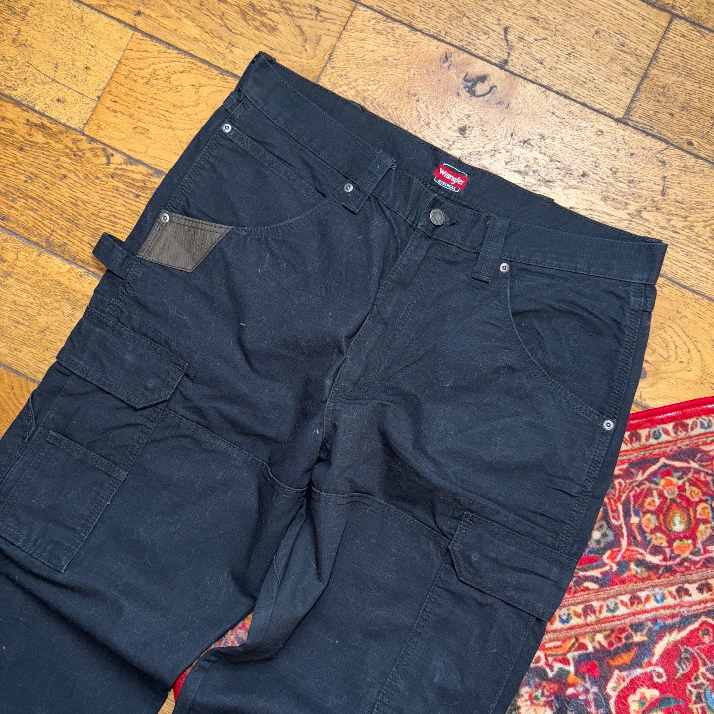 Vintage Wrangler Black Carpenter Workwear Baggy Trousers - 36R