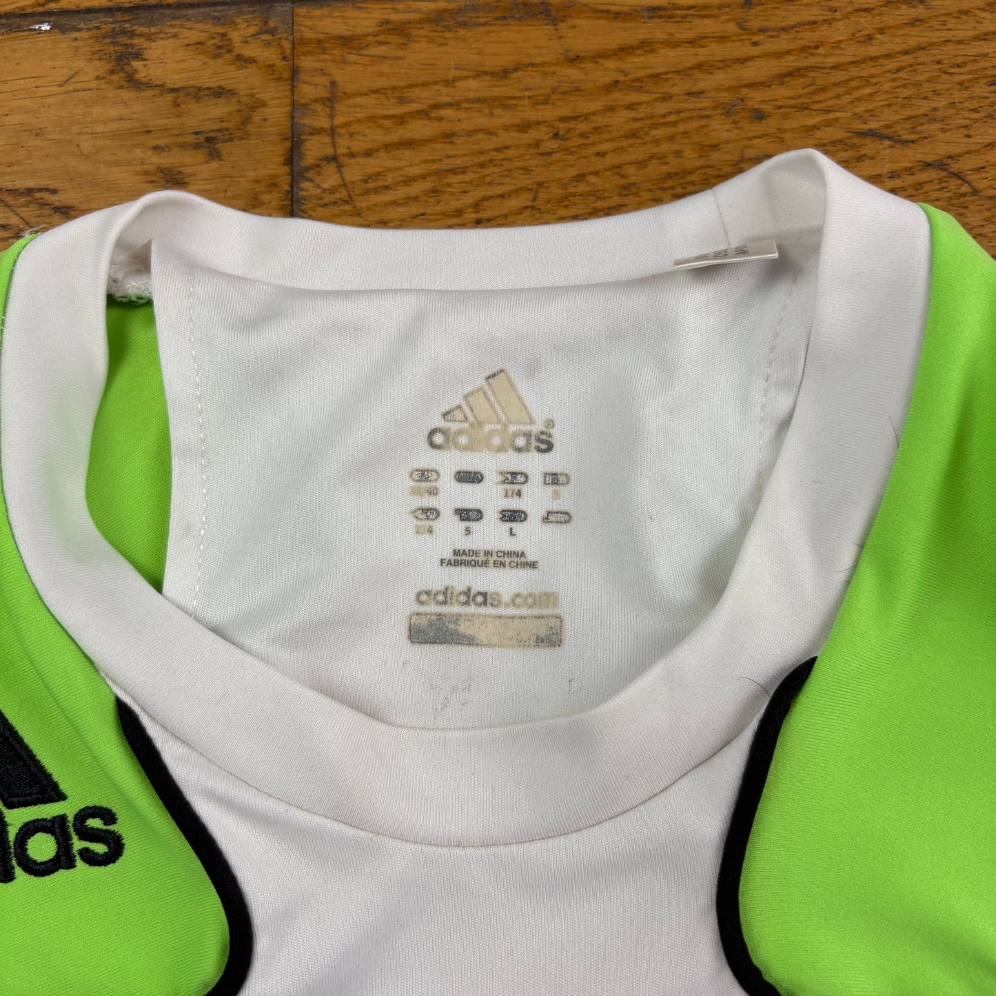 Vintage Adidas White Green Graphic T-Shirt - S