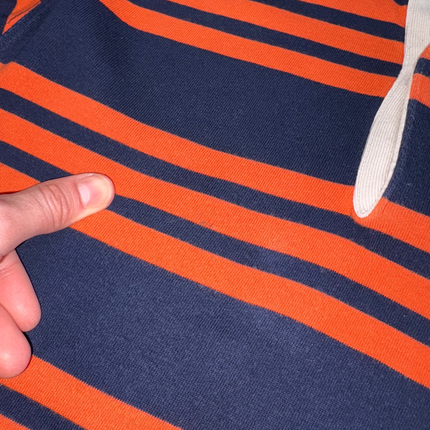 Vintage Polo Sport Ralph Lauren Orange Navy Stripe Rugby Polo Shirt - XS