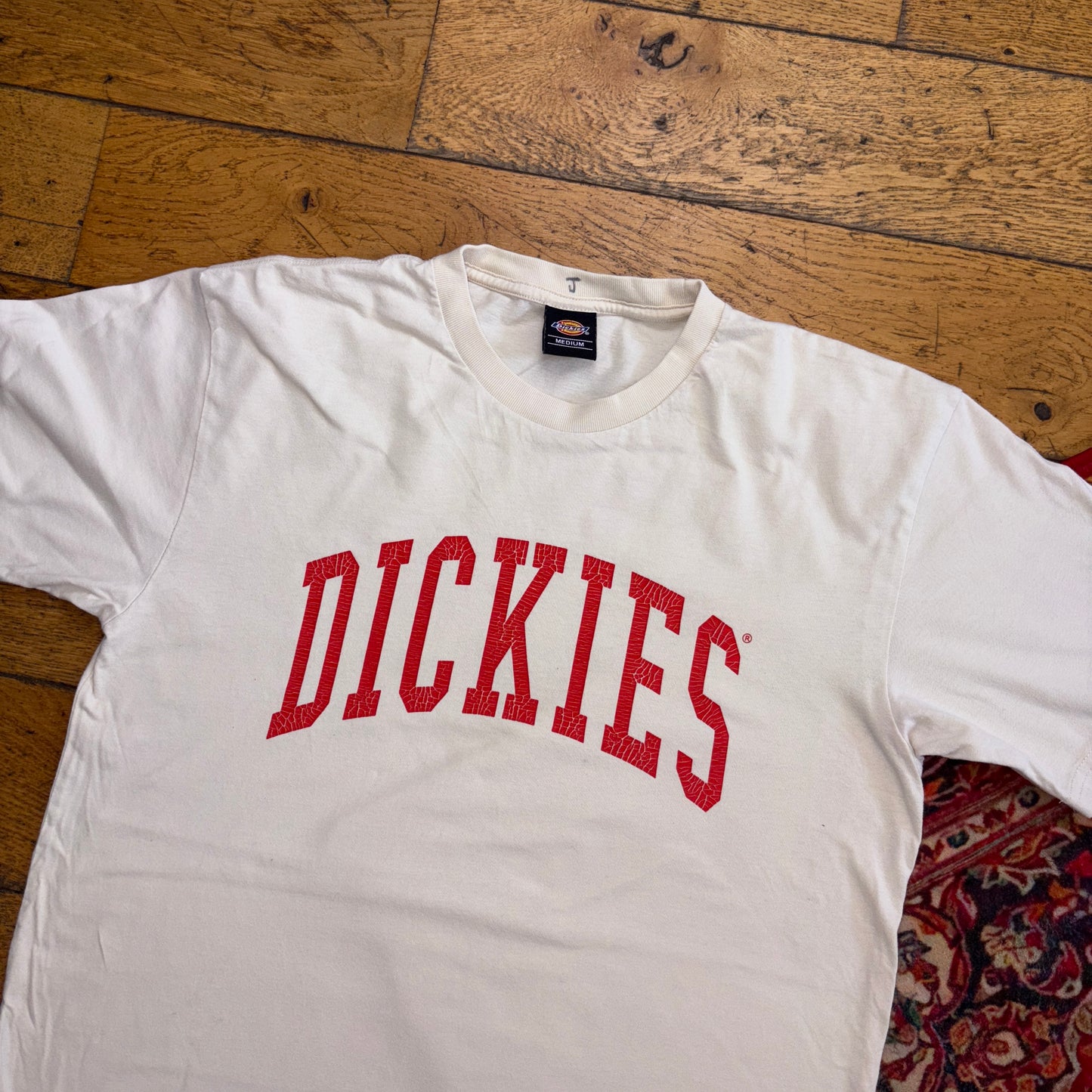 Vintage Dickies Spellout White Graphic T-Shirt - S