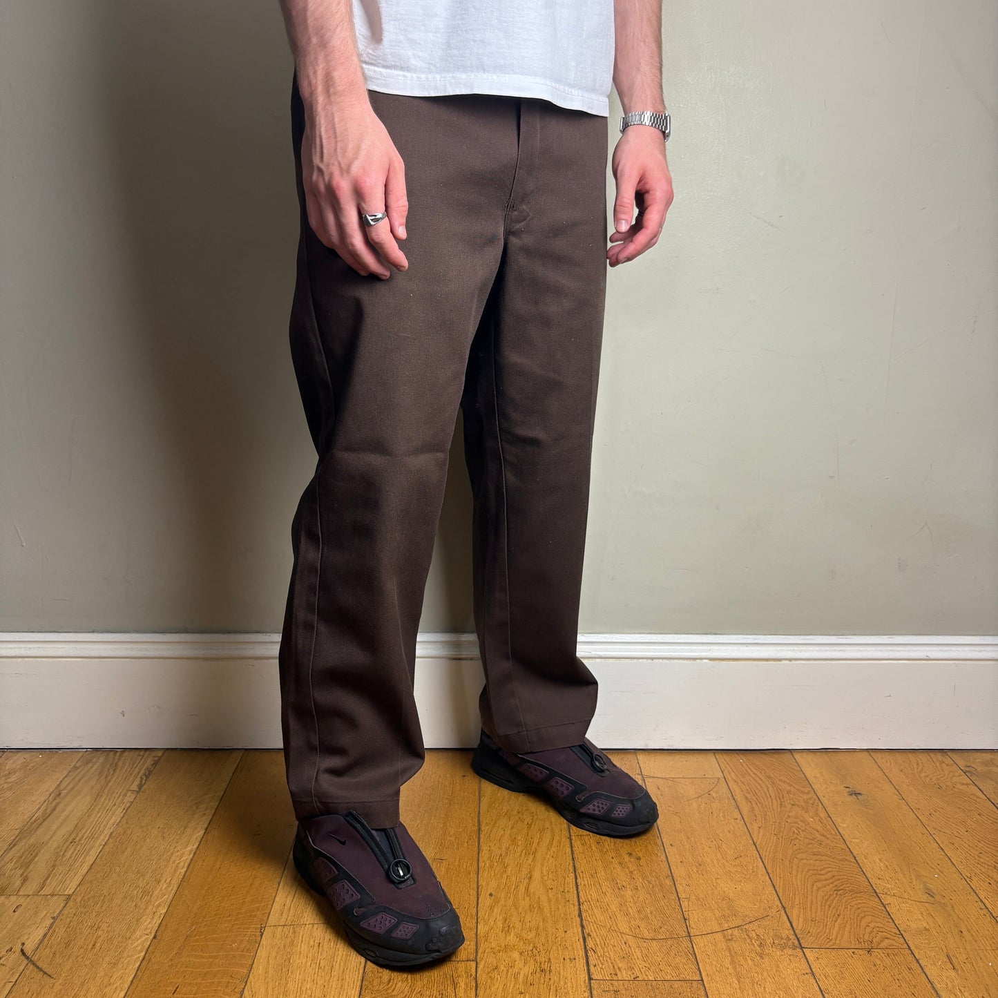 Vintage Dickies Brown Pleated  Workwear 874 Skate Chino Trousers - 36S