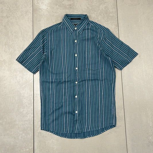 Vintage DKNY Blue Stripe Short Sleeve Shirt - S