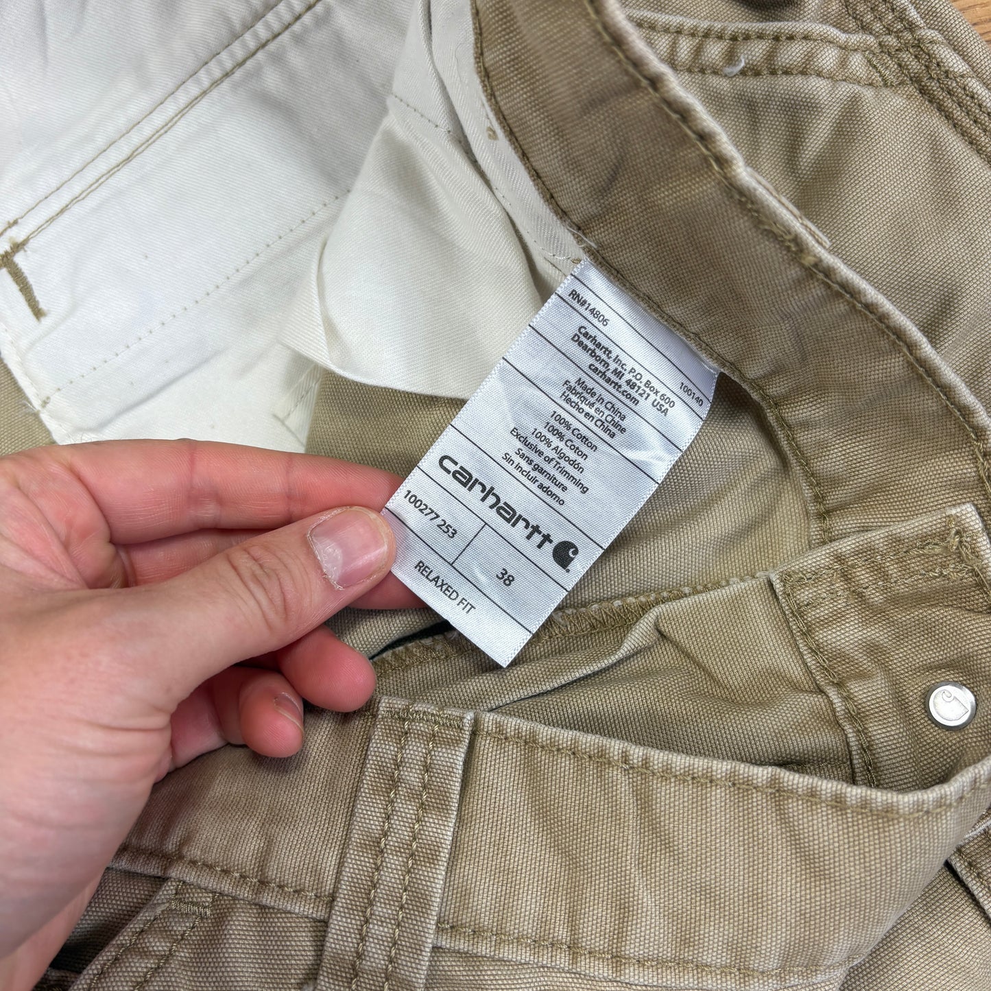 Vintage Carhartt Workwear Cream Baggy Carpenter Shorts - 38