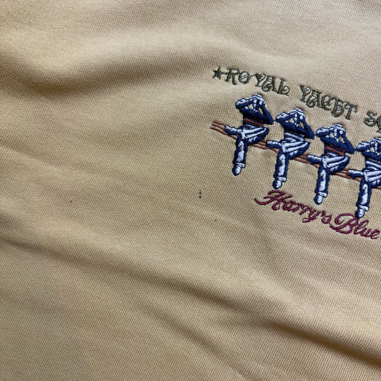 Vintage 90s Sailing Yacht Embroidered Graphic Yellow Sweatshirt - L