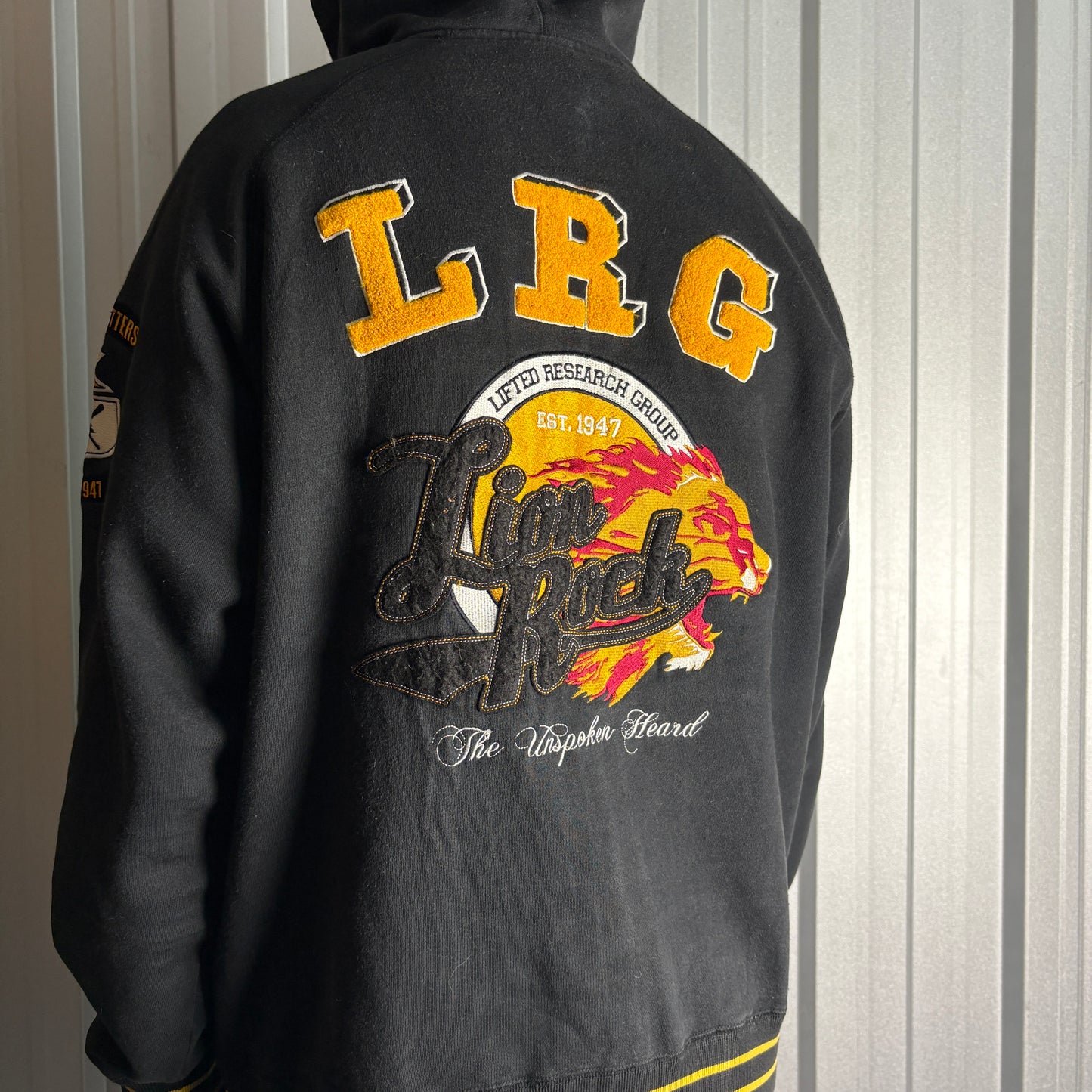 Vintage LRG 00s Y2K Hip Hop Black Zip Hoodie Embroidered Sweatshirt - XL