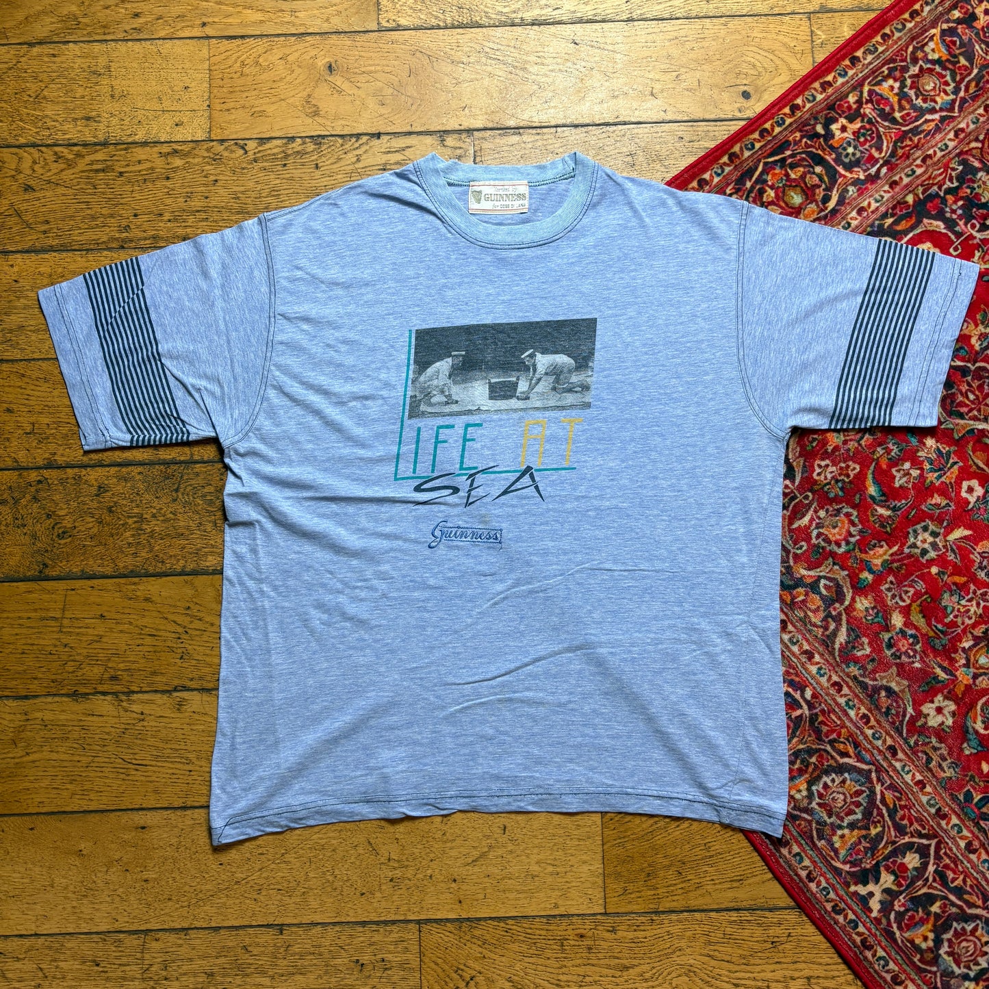 Vintage 90s Blue Guinness Single Stitch Graphic T-Shirt - XL