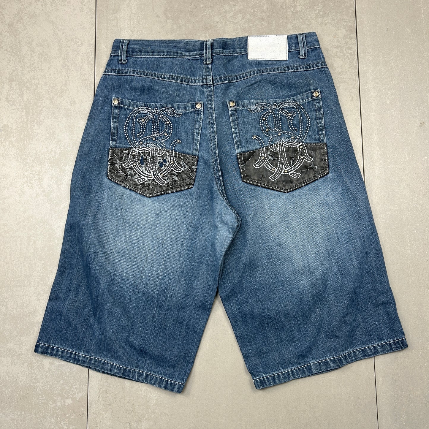 Vintage Southpole Embroidered Hip Hop Baggy Shorts Blue Jorts - 38