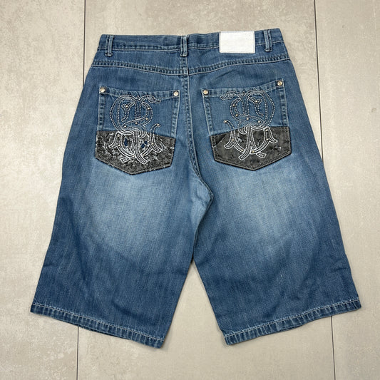 Vintage Southpole Embroidered Hip Hop Baggy Shorts Blue Jorts - 38