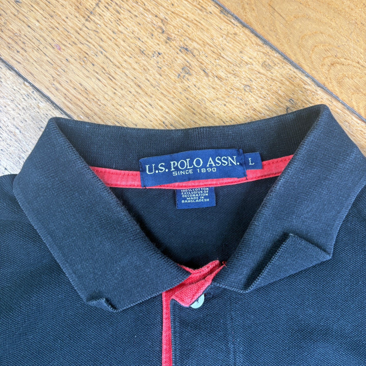 Vintage US Polo ASSN Big Pony Black Polo Shirt - L